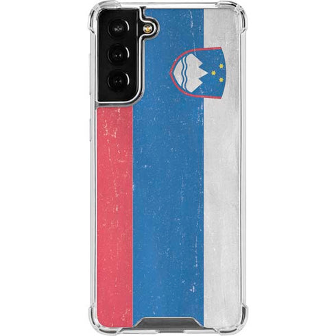 Slovenia Flag Distressed Galaxy S21 FE Clear Case